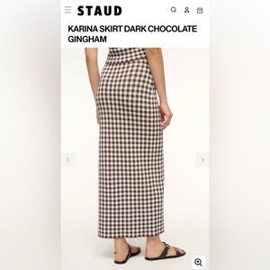 STAUD Dark Chocolate Gingham Pencil Skirt